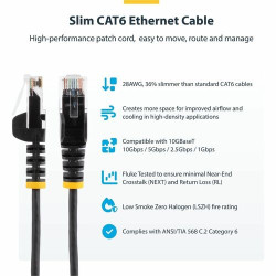 StarTech.com 1 m CAT6 Cable - Slim CAT6 Patch Cord - Blue - Snagless RJ45 Connectors - Gigabit Ethernet Cable - 28 AWG (N6PAT100