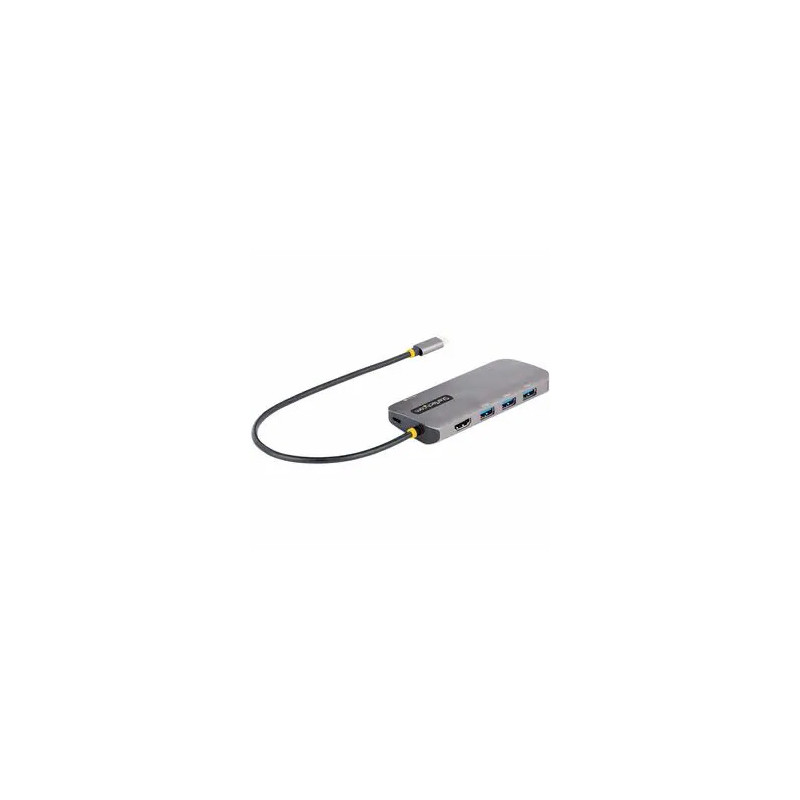 STARTECH 0.3M USB-C MULTIPORT ADAPTER, 100W, USB(3), 4K HDMI(1), RJ45(1), SD/MICROSD, 3YR