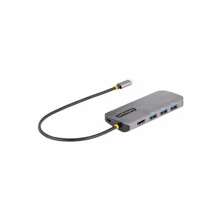 STARTECH 0.3M USB-C MULTIPORT ADAPTER, 100W, USB(3), 4K HDMI(1), RJ45(1), SD/MICROSD, 3YR