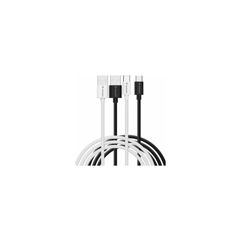 CABLE USB-C TO USB-A BLACK/WHITE 2PK
