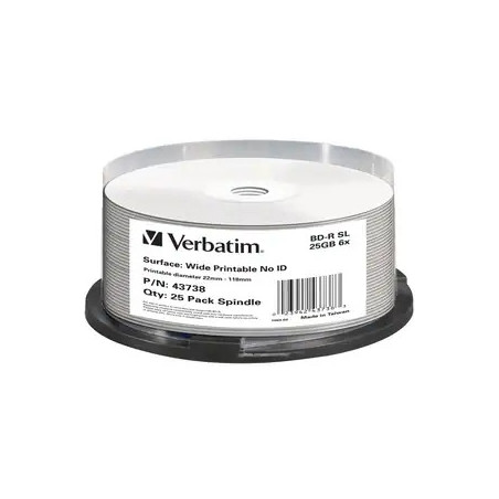 Blu-Ray 25GB 25Pk Spindle White Wide Ink