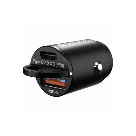 CAR CHARGER 30W 2 PORTS PD QC MINI - BK