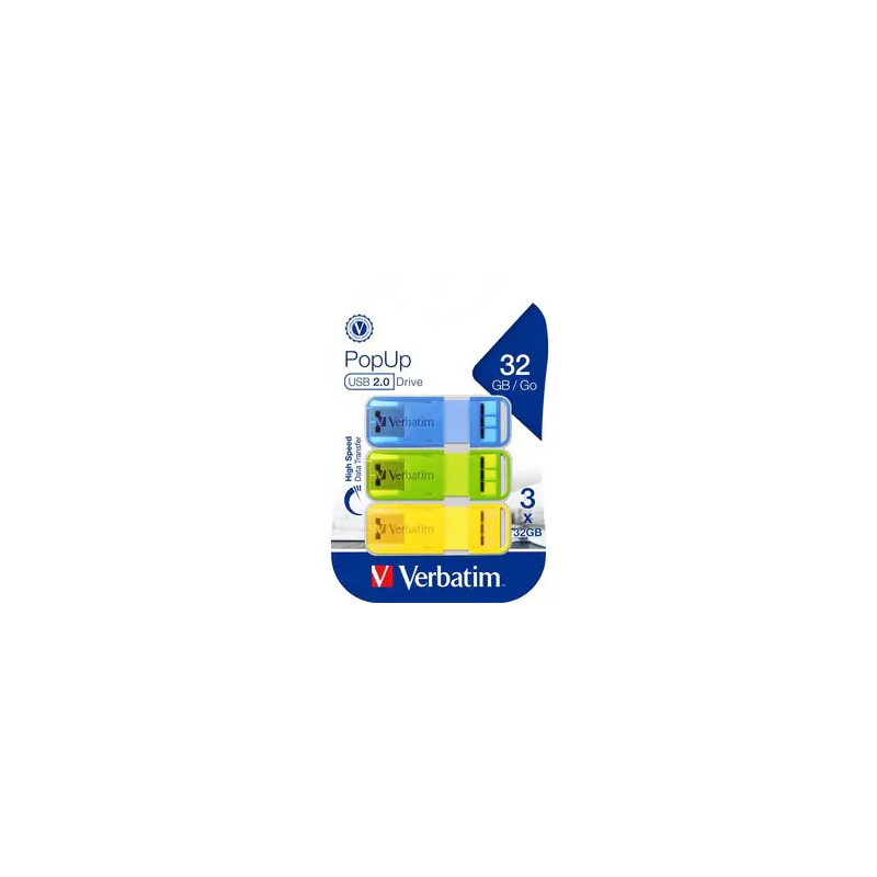 POP-UP USB 2.0 32GB TRIPLE PACK - ASSORT