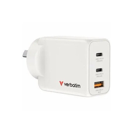 VERBATIM GAN CHARGER 3 PORT 65W USB A/C