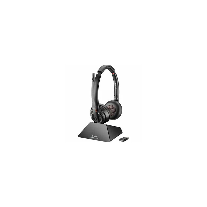 HP POLY SAVI S8220 OTH WIRELESS MS STEREO DECT HEADSET,D200 DONGLE, USB-A, CHARGE STAND