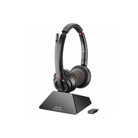 HP POLY SAVI S8220 OTH WIRELESS MS STEREO DECT HEADSET,D200 DONGLE, USB-A, CHARGE STAND