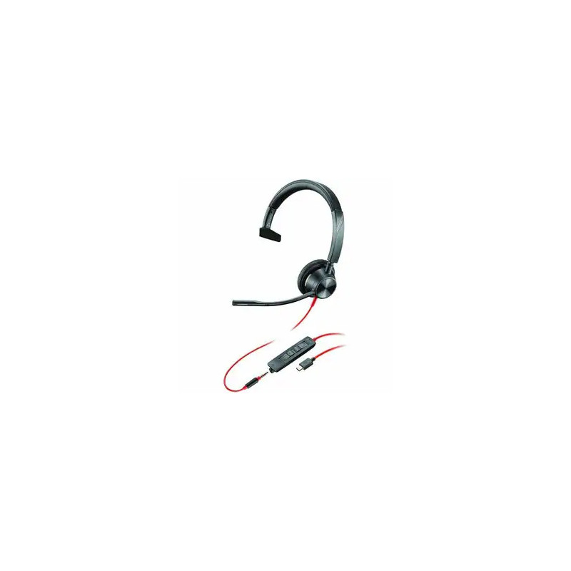 HP POLY BLACKWIRE 3315 MS , MONO CORDED USB-C HEADSET, 3.5MM INCL USB-A ADAPTOR