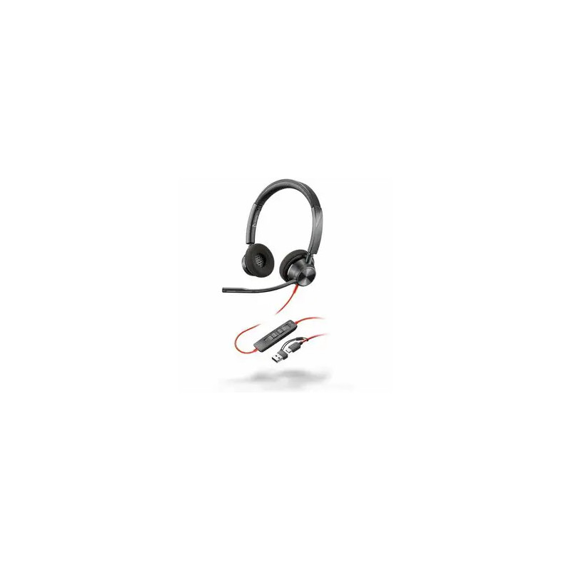HP POLY BLACKWIRE 3320, MS, STEREO, CORDED HEADSET, INCLUDING USB-A ADAPTOR