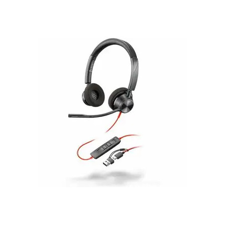 HP POLY BLACKWIRE 3320, MS, STEREO, CORDED HEADSET, INCLUDING USB-A ADAPTOR