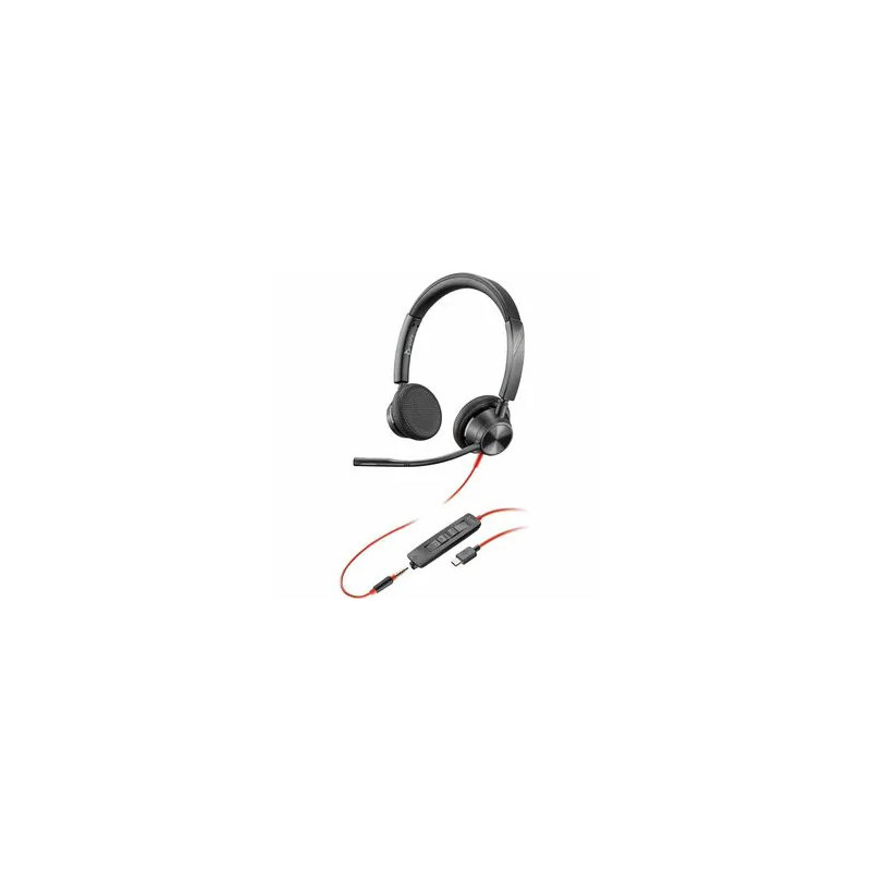 HP POLY BLACKWIRE 3325 UC, STEREO , CORDED USB-C HEADSET, 3.5MM INC USB-A ADAPTOR