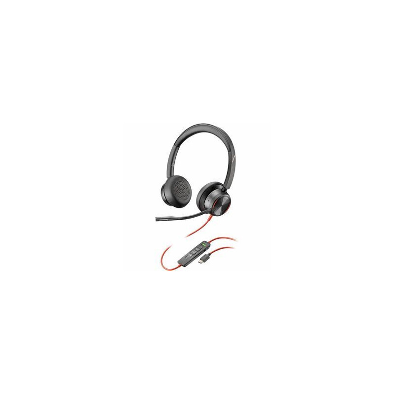 HP POLY BLACKWIRE 8225 UC , STEREO USB-C CORDED HEADSET , ANC , INC USB-A ADAPTOR