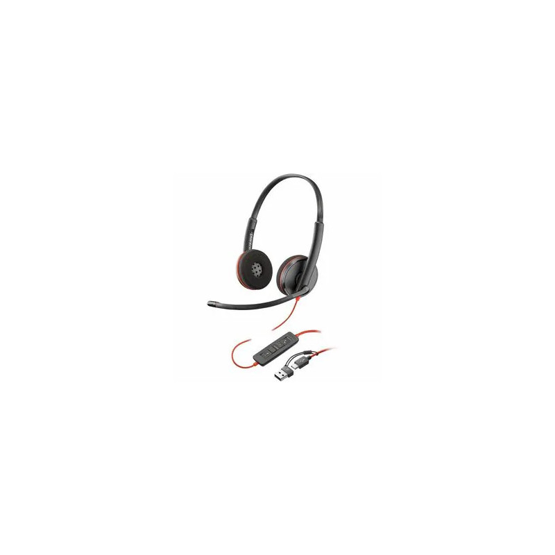 HP POLY BLACKWIRE 3220 UC STE REO USB-C CORDED HEADSET USB-C/A ADAPTOR