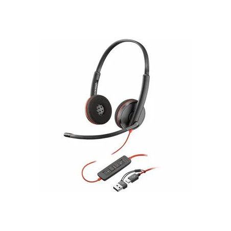HP POLY BLACKWIRE 3220 UC STE REO USB-C CORDED HEADSET USB-C/A ADAPTOR