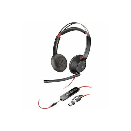 HP POLY BLACKWIRE C5220 UC STEREO USB-C CORDED HEADSET, 3.5MM INC USB-A ADAPTOR